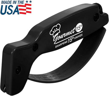 AccuSharp Gourmet Series, 15 Degree Knife Sharpener for Gourmet Knives, Diamond-Honed Tungsten Carbide Reversible Blades, Hones & Refines Straight-Edge or Serrated Gourmet Knives, Hand-Held, Black - Image 2