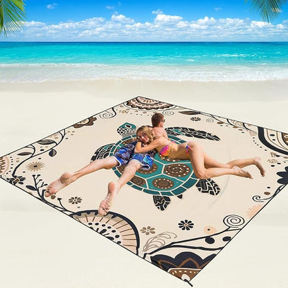 WIWIGO Beach Blanket Waterproof Sandproof Beach Mat 79" X 83"/10'x9'for 2-8 Adults Quick Drying Outdoor Picnic Mat Beach Accessories for Travel, Camping, Hiking by WIWIGO