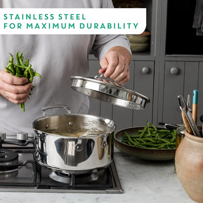 T-Fal x Jamie Oliver Nonstick Coated Stainless Steel Pan 11-Inch, Induction Compatible, Oven Safe up to 500°F, Chef's Stainless Steel Skillet, Frying Pan, Silver - Image 6