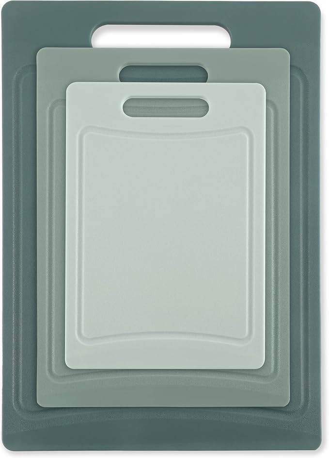 COOK WITH COLOR Non-Slip Cutting Board Set – Kitchen Essentials with Easy Grip Handle for Meat, Veggies, and Fruits, 3 Cutting Boards, Mint - Image 7