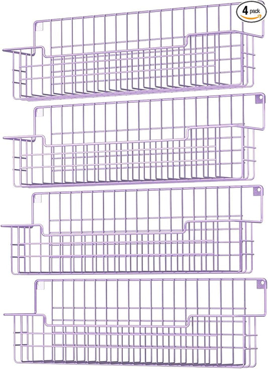 Spice Rack Wall Mount, Spice Organizer for Cabinet & Pantry Door, Set of 4 Hanging Spice Rack Saving Space for Kitchen, Purple by AURIKAR