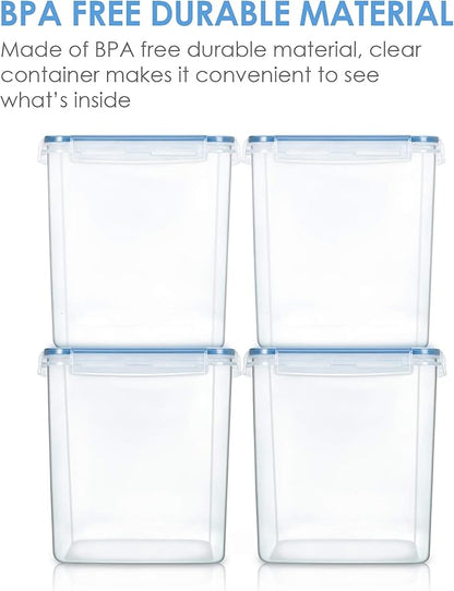 Vtopmart Food Storage Containers 2.5L / 84.5oz, 4 Pieces BPA Free Plastic Airtight Canister for Flour, Sugar, Baking Supplies, with 4 Measuring Cups and 24 Labels, Blue - Image 6