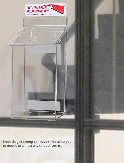 Outdoor Brochure Box with Lid Clear Acrylic Wall Mount Outside Bin Holds 4" x 6" Printed Postcards Perfect for Store Front Signs or Real Estate Box for Literature by Marketing Holders