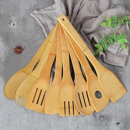 DEAYOU 16 PCS Bamboo Kitchen Utensils, Wood Spoons Spatula Set for Cooking, Nonstick Natural Cooking Utensils for Cookware, Wok, Everyday Use, Mothers Day Gifts, Housewarming Gifts - Image 8