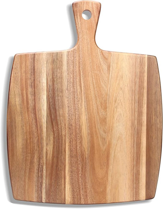 16.6"x13" Large Acacia Wood Cutting Board with Handle Big Wooden Charcuterie Boards Butcher Block Meat Cutting Boards for Kitchen Decor Bread Cheese Serving Platter Thick Teak Chopping Board Food Tray