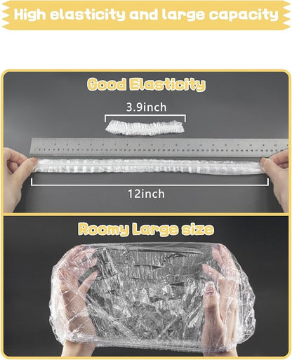 Plastic Bowl Covers for Sourdough Bread Proofing Large Disposable Elastic Food Wraps Fits 12-inch Bowls, Shower Caps for Banneton Bread Proofing Basket Plastic Food Wrap Can Covers 100 Pcs - Image 6