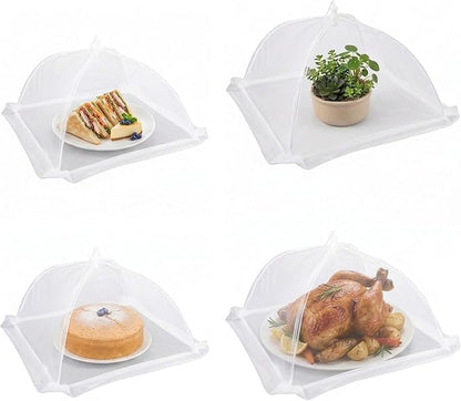 4-Pack Food Cover Mesh Food Tent for Kitchen and Outdoor Use,2 x 17-inch & 2 x 14-inch Pop-Up Screen Tents to Protect Plants Plastic,Collapsible Reusable Covers for BBQ,Fruit Baskets, Parties, Camping by COMFORER