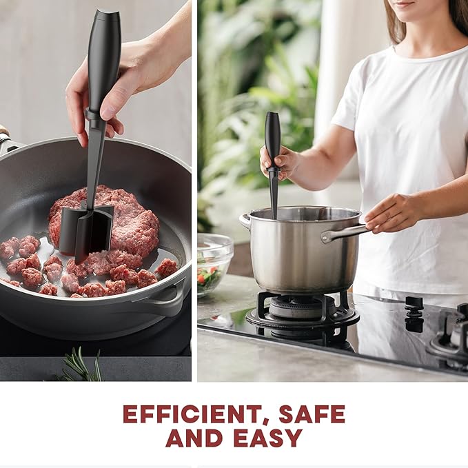 2 Pcs Meat Chopper, Upgrade Hamburger Smasher, Premium Heat Resistant Meat Masher for Ground Beef, Ground Turkey and More, Non Stick Mix Grinder - Image 6