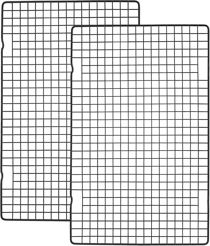 Tebery 2 Pack Black Heavy Duty Wire Cooking Rack Baking Racks, 16" x 10" Nonstick Baking & Cooling Grid for Roasting, Cooking, Grilling, Drying by Tebery