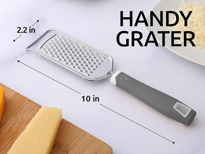 Zulay Kitchen Professional Cheese Grater Stainless Steel - Durable Rust-Proof Metal Lemon Zester Grater With Handle - Flat Handheld Grater For Cheese, Chocolate, Spices, And More - Grey - Image 7