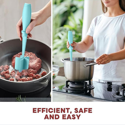 Meat Chopper, Upgrade Hamburger Smasher, Premium Heat Resistant Meat Masher for Ground Beef, Ground Turkey and More, Non Stick Mix Grinder-Aqua - Image 6