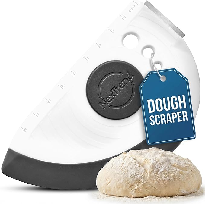 5-in-1 Dough Scraper & Flexible Bowl Scraper by Nextrend, Bread Scraper with Stainless Steel Edge, Ruler & Herb Stripper – BPA Free, Dishwasher Safe - Gray by NexTrend