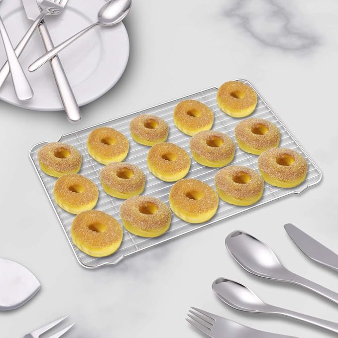 Cooling Rack Set of 3, Baking Rack Stainless Steel Wire Rack for Baking Cooking Roasting Grilling Cooling, 15” x 11” x 0.5” Wire Racks, Fit Various Size Cookie Sheets Oven