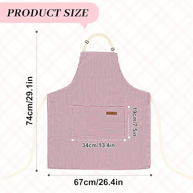 2Pack Adjustable Kitchen Apron for Women Men with 2 Pockets，Cotton-Polyester Blend Bib Aprons for Cooking,Baking - Image 2