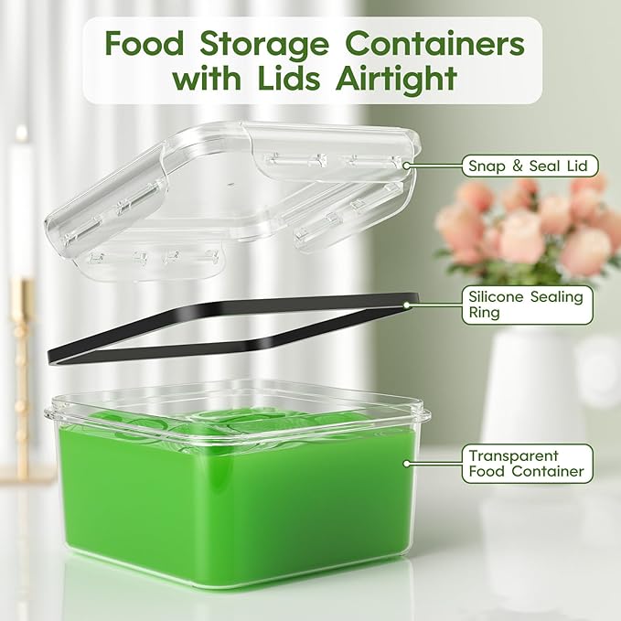 KEMETHY 50-Piece Food Storage Containers with Lids(25 Containers & 25 Lids), Plastic Food Containers for Pantry & Kitchen Storage and Organization, BPA-Free, Leak Proof, Reusable with Labels & Pen - Image 5