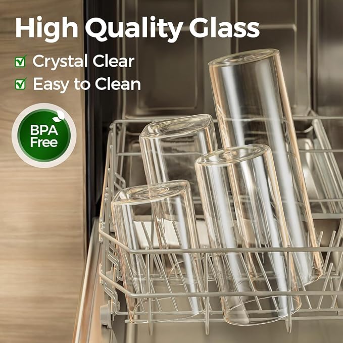 ComSaf 1.2 QT Glass Storage Containers with Lids, Glass Jars with Lids, Clear Food Jar, Square Canister Set of 6, Pantry Organizers and Storage for Cookie Flour Oat Pasta Tea Coffee Bean - Image 4