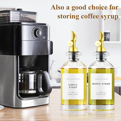 Olive Oil Dispenser Bottle with Bamboo Tray, Metal Pour Spout, Coffee Syrup & Cooking Oil Dispenser for Kitchen - Image 6