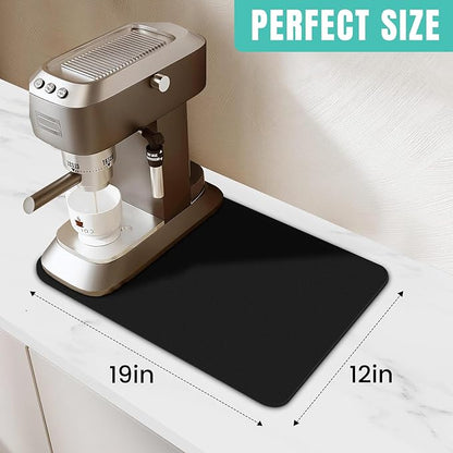 WISELIFE Coffee Mat Super Absorbent Dish Drying Mat Coffee Bar Accessories Match with Machine Large Drying Mats for Kitchen Counter 12" W x 19" L, Black - Image 2