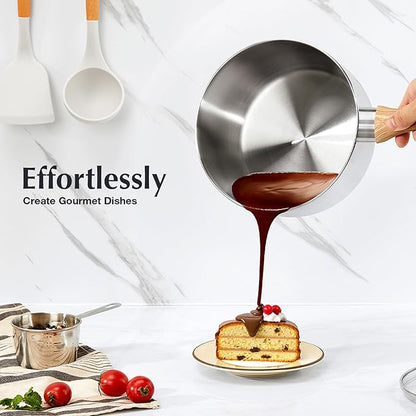 KOCH SYSTEME CS Stainless Steel Saucepan, 3 Quart Sauce Pan with Lid & Cool-Touch Bakelite Handle, 3 QT Saucepan with Lid, Induction Sauce Pan, Stainless Steel Pot 3 Quart - Image 2