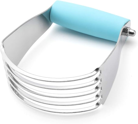 Spring Chef Dough Blender, Top Professional Pastry Cutter, Heavy Duty Baking Tool with Stainless Steel Blades, Medium Size, Aqua Sky by SpringChef