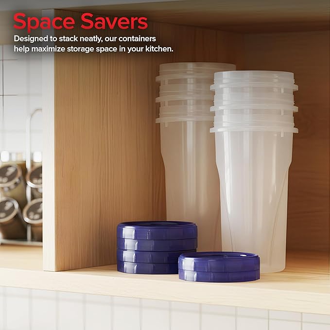 Stock Your Home 48oz Plastic Containers with Twist Top Lids (6 Pack), 1.5 Quart Freezer Containers with Lids for Leftover Food, Airtight Reusable Soup Containers, Microwave and Dishwasher Safe - Image 5