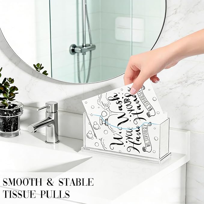 Guest Towel Napkin Holder Bathroom - Clear Waterproof Vertical Disposable Paper Napkins Hand Towel Holder Tray for Kitchen Dining Table Home Hotel Office Decorative