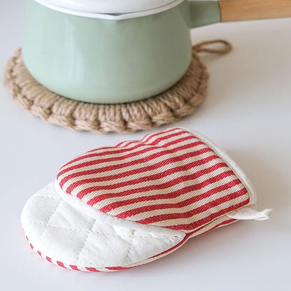Mini Oven Mitts, Kitchen Oven Gloves Kitchen Mittens 500 Degrees Heat Resistant Baking Gloves with Hanging Loops Hot Gloves for Cooking, Baking (red) - Image 8