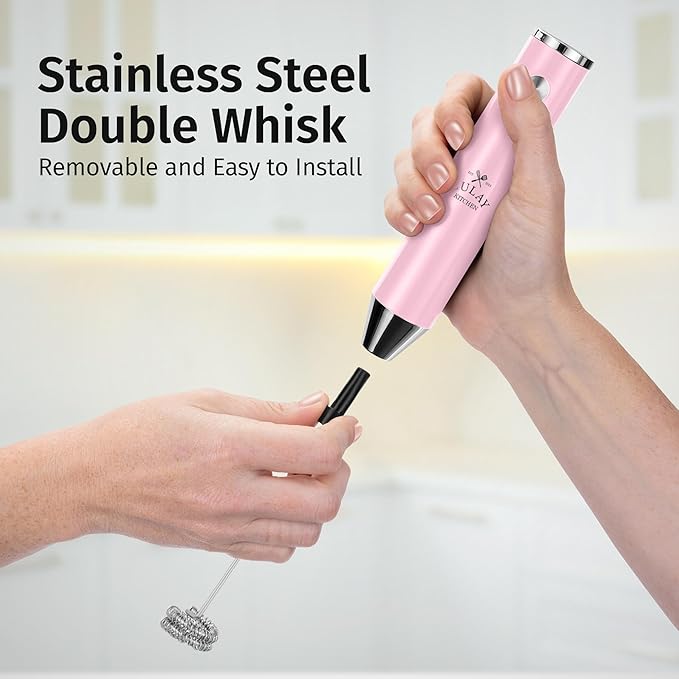 Zulay Kitchen Rechargeable Milk Frother Handheld Lux - Powerful 2-Speed Motor, Waterproof, 2000mAh Battery - Drink Mixer for Latte, Cappuccino, Matcha & Protein Powder - Pink Bubblegum - Image 8