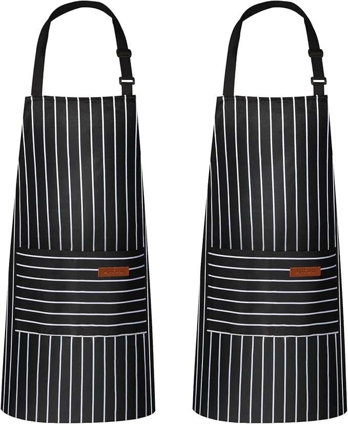 VALOME 2 Pack Kitchen Aprons, Apron for Cooking with 2 Pockets, Unisex Adjustable Neck Strap Chef Aprons for Men Women by VALOME