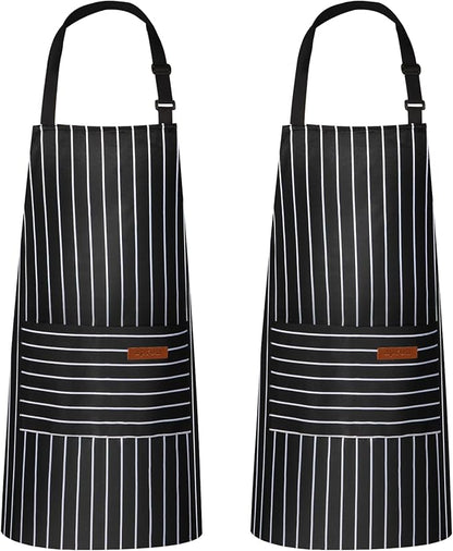 VALOME 2 Pack Kitchen Aprons, Apron for Cooking with 2 Pockets, Unisex Adjustable Neck Strap Chef Aprons for Men Women by VALOME