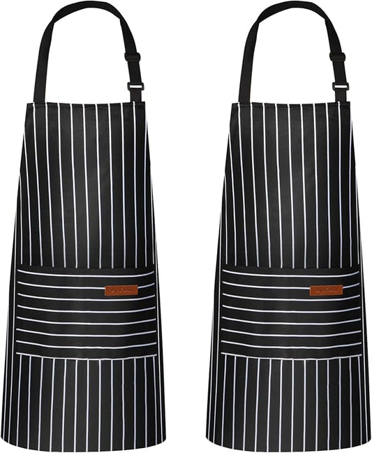 VALOME 2 Pack Kitchen Aprons, Apron for Cooking with 2 Pockets, Unisex Adjustable Neck Strap Chef Aprons for Men Women by VALOME