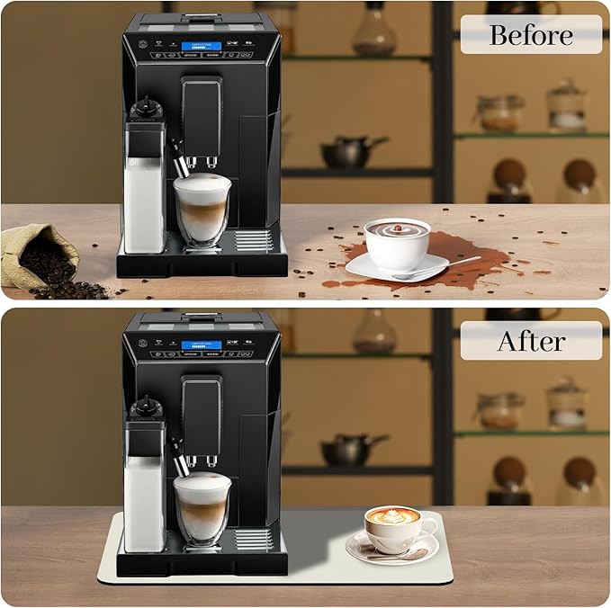 Bloss Coffee Mat, Super Absorbent Dish Drying Mat, Coffee Bar Mat, Kitchen Counter Mat, Hide Stain Rubber Backed Dish Drying Pad(12.2"x19.7", Off White) - Image 4