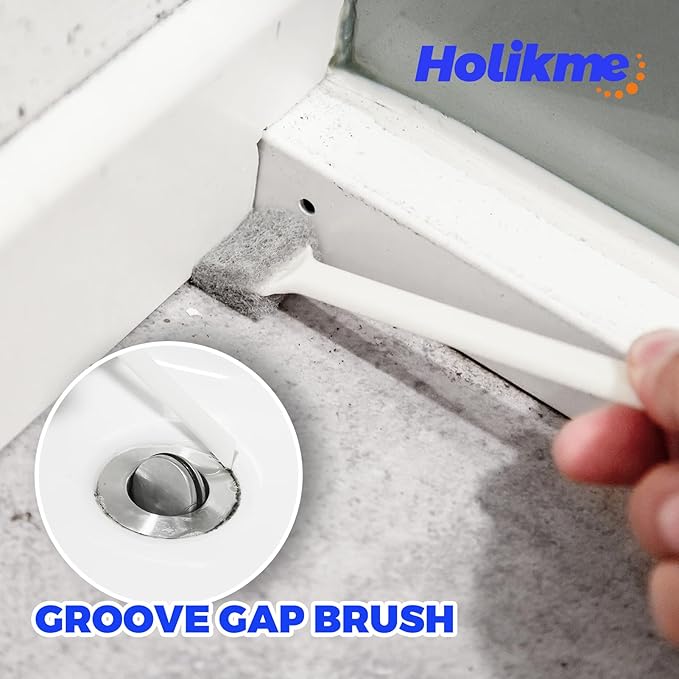 Holikme Cleaning Brush Set, Scouring Pad for Cleaning, Groove Gap Brushes for Pot, Pan, Kitchen Sink, Wire Brushes (White) - Image 5