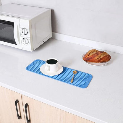 MicoYang Silicone Dish Drying Mat for Multiple Usage,Easy clean,Eco-friendly,Heat-resistant Silicone Mat for Kitchen Counter,Sink,Bar,Bottle,or Cup Lichen Blue M 17 inches x 6 inches - Image 6