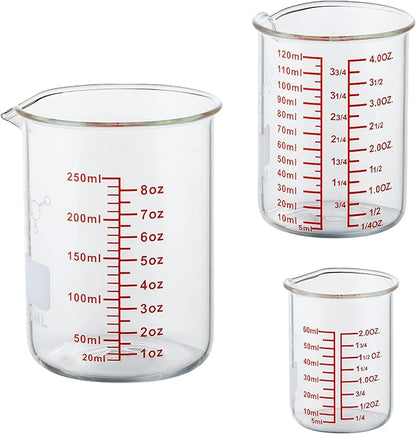 Ackers Mini Glass Measuring Beaker Set, Borosilicate, 2oz 4oz 8oz Measuring Cups - Image 8