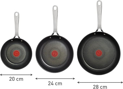 T-Fal Jamie Oliver Cooks Direct, Stainless Steel Non-stick Frying Pan 3 Pcs Set (20/24/28cm) (8/9/11 Inches) with Induction - Image 8