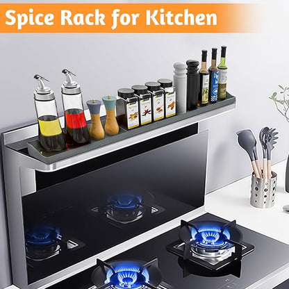 Magnetic Stove Shelf for Back of Stove, 30 Inch Silicone Stove Top Spice Rack for Kitchen Organization, Heat Resistant Over the Stove Shelf with 6 Powerful Magnets, Fits Flat & Curved Stoves- Grey - Image 6