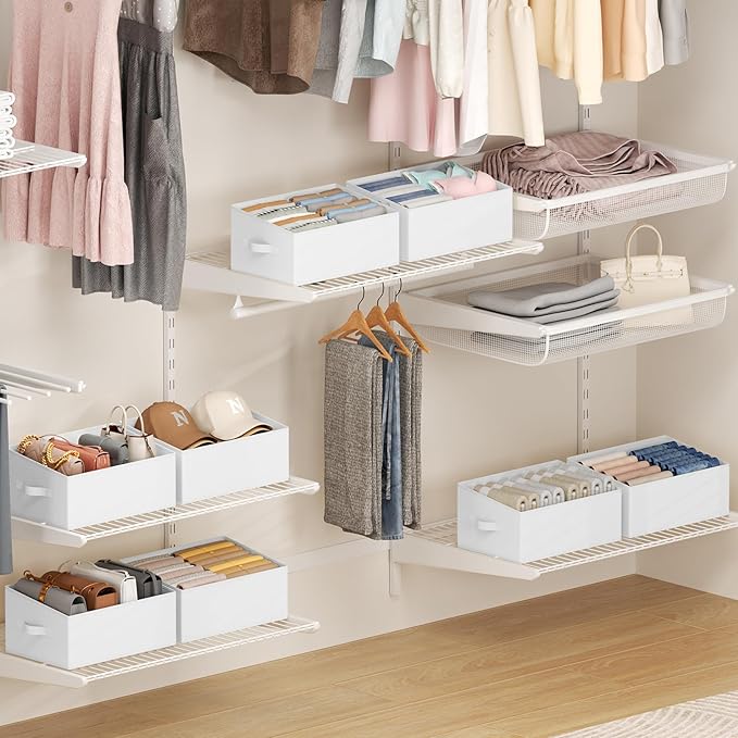 DIMJ Closet Storage Bins 8 Pack - Fabric Storage Baskets for Shelves, Large Clothes Organizers with Handles, Trapezoid Shelf Organization Storage Cubes for Purse, Toys, Books, Towel, Clothes - Image 5