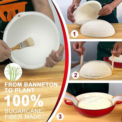 AHJ 6QT Dutch Oven For Bread Baking, Enameled Cast Iron Dutch Oven Pot with Lid, Multi-Functional Bread pan, Sourdough Baking Supplies with Proofing Basket, Cast Iron Bread Oven, Silicone Sling & Gloves. - Image 6