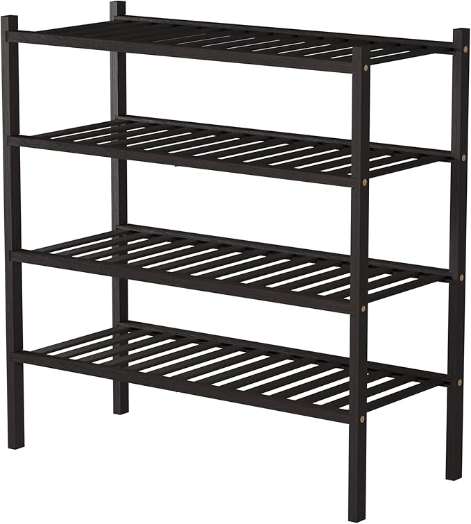 ROMGUAR CRAFT 4 Tier Bamboo Shoe Rack for Closet Free Standing Wood Shoe Shelf for Entryway Small Space Stackable 27"x11"x26" (Brown) - Image 7