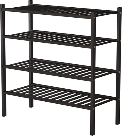 ROMGUAR CRAFT 4 Tier Bamboo Shoe Rack for Closet Free Standing Wood Shoe Shelf for Entryway Small Space Stackable 27"x11"x26" (Brown) - Image 7