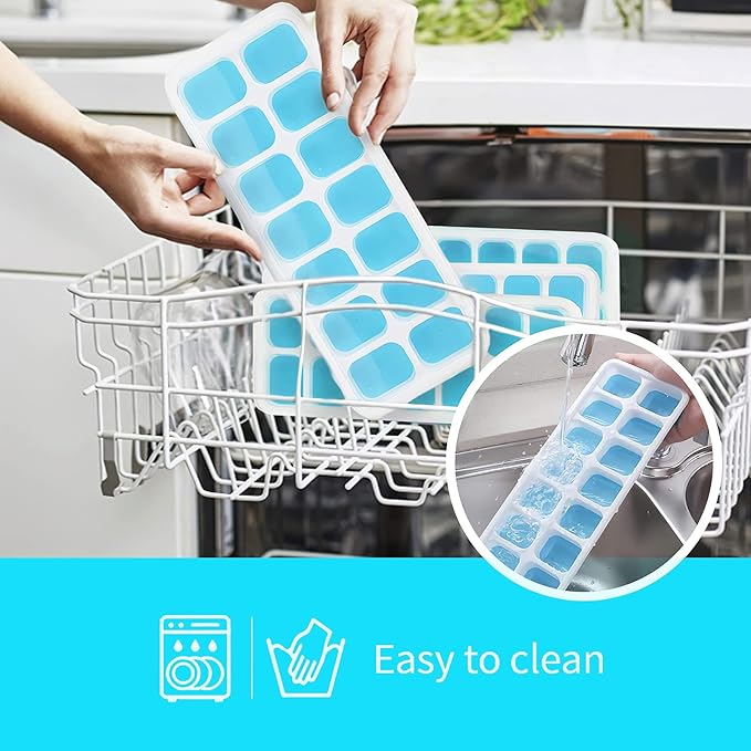 Ice Cube Trays 4 Pack, Airabc Silicone Ice Cube Trays with Removable Lid, Easy-Release Flexible 14-cube Ice Trays, LFGB Certified and BPA Free, Stackable Ice Trays with Covers for Cocktail, Freezer - Image 8