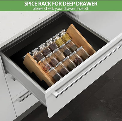 2 Pack Bamboo Spice Rack Organizer for Kitchen Counter, 3 Tier Spice Shelf Holder for Cabinet (Jars Not Included) - Image 5