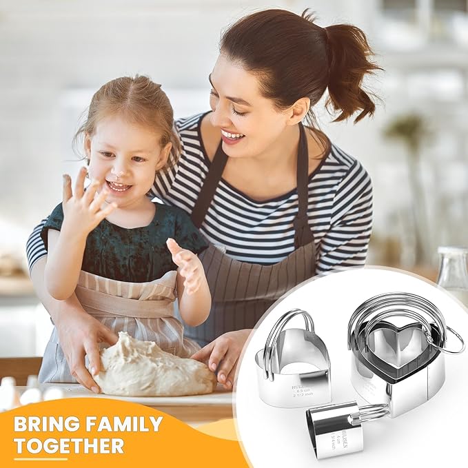 HULISEN Heart Cookie Cutter Set (5 Pieces/Set), Stainless Steel Biscuit Cutter with Handle, Professional Baking Tools Set, Gift Packaging (Heart Shaped) - Image 5