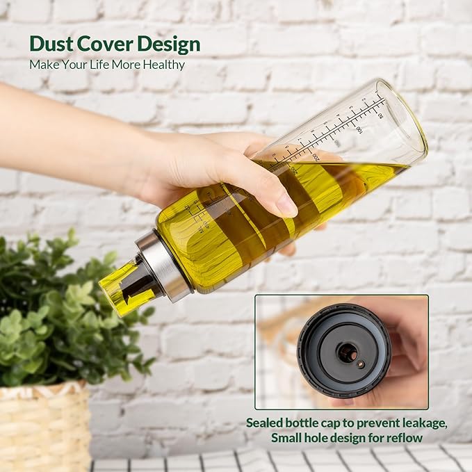 hotder Oil Bottles, Olive Oil Dispenser, Oil Dispenser Bottles, Oil Dispenser, Oil Dispenser Bottle for Kitchen, Glass Oil Bottle 500ml, Easy Refill & Cleaning Non-Drip Spout (450ML) - Image 5