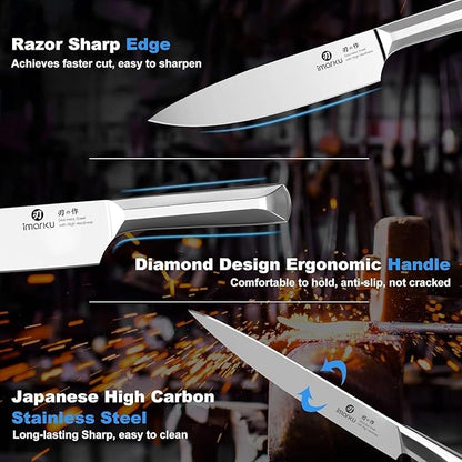 imarku Knife Set, 16Pcs Japanese Knife Set with Block & Built-in Sharpener, High Carbon Stainless Steel Kitchen Knives, Non-Slip Ergonomic Handle, Dishwasher Safe, Home Essentials Perfect for Gifts - Image 3