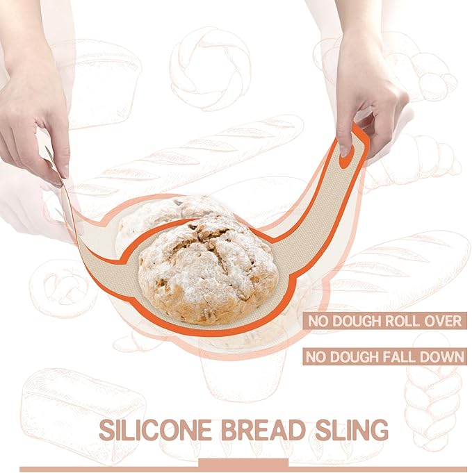 Silicone Bread Sling for Dutch Oven, 2 PCS Non-Stick & Easy Clean Reusable Silicone Baking Mat with Long Handles, Easy to Transfer Sourdough Bread Oval and Round - Image 4