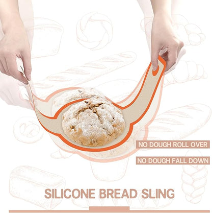 Silicone Bread Sling for Dutch Oven, 2 PCS Non-Stick & Easy Clean Reusable Silicone Baking Mat with Long Handles, Easy to Transfer Sourdough Bread Oval and Round - Image 4