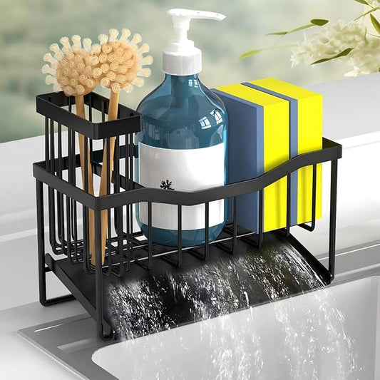 Fssvcd Maifan Sink Caddy Sponge Holder for Kitchen with Brush Holder and Stainless Steel Self Drain Tray, Rustproof Kitchen Sink Organizer for Sponge, Soap Dispenser Storage Accessories by Unknown