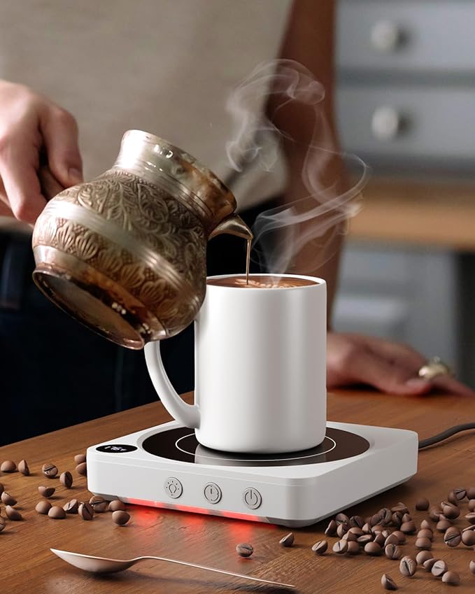 Mug Warmer - 36W Coffee Mug Warmer for Desk with Temperature Display, 2-12Hrs Auto Shut Off, Smart Candle Warmer - Ideal Coffee Gifts Accessories Keep Beverages Coffee Warmer (White) - Image 7